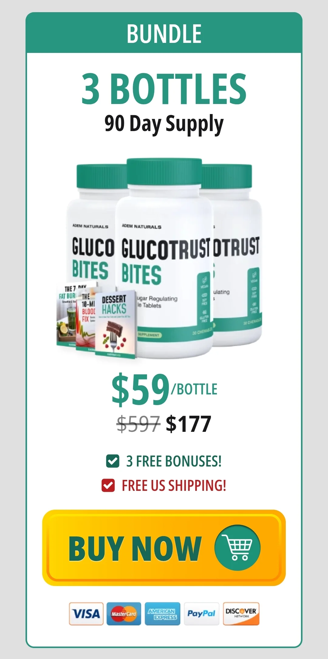 GlucoTrust Bites™ 3 bottles pricing